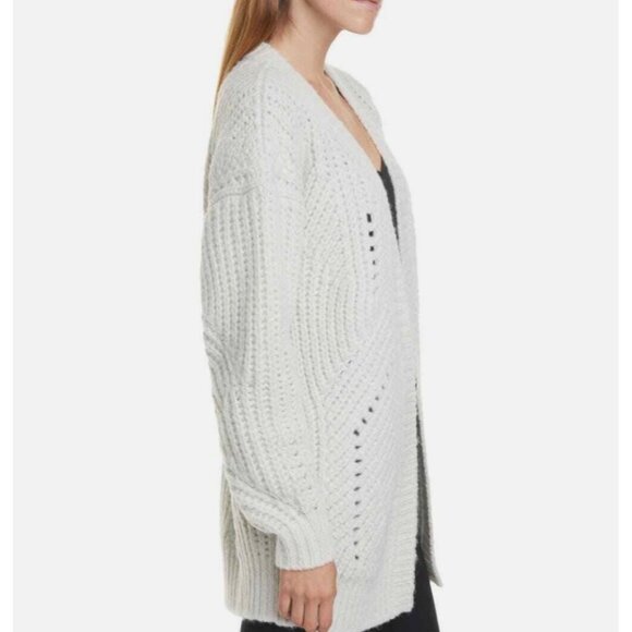 IRO Vesna Metallic Wool Blend Open Cardigan In Off White pale gray SIZE Medium s - Picture 13 of 13